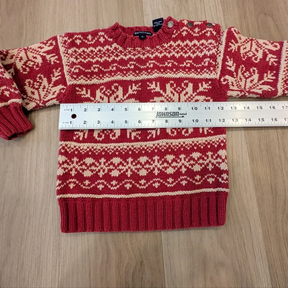 Baby Vintage Ralph Lauren Snowflake Red Sweater Size 4T